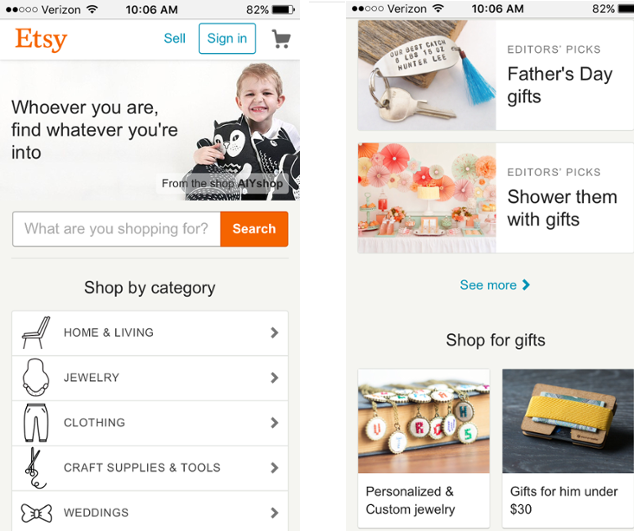 Etsy Designs for Mobile