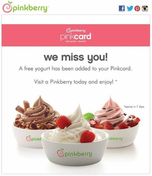 Email reengagement Pinkberry
